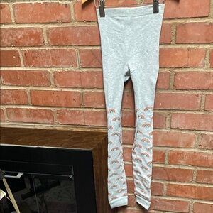 Kids Mini Boden Gray Kids Leggings with Rainbow Pattern